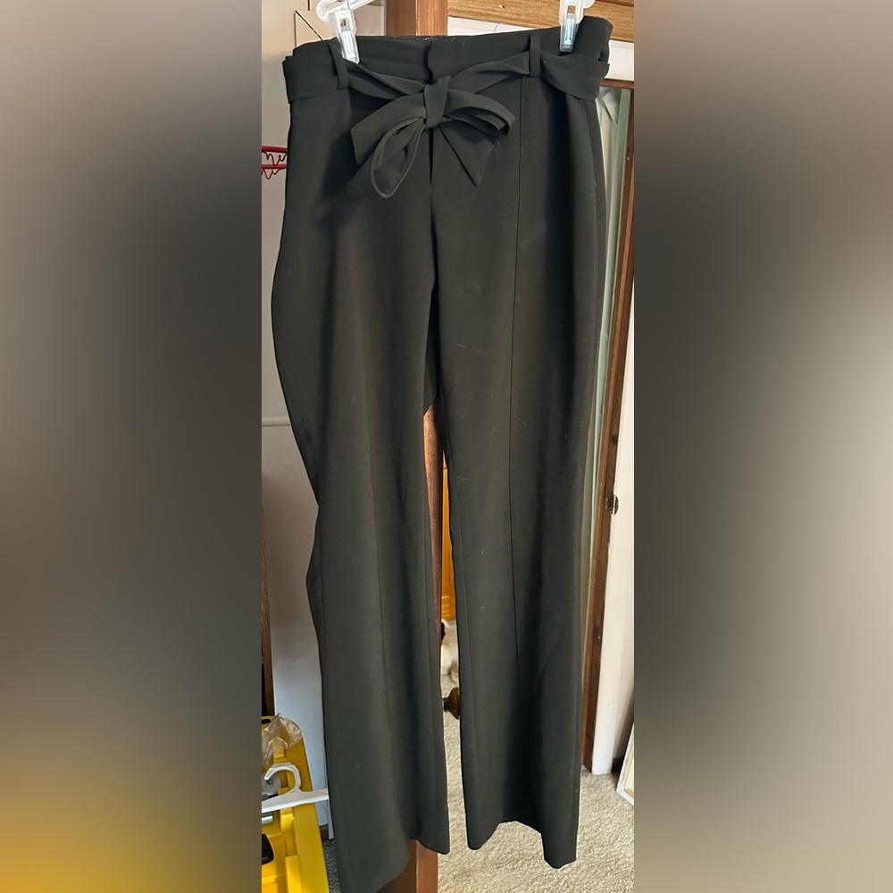 Banana Republic Factory Black Straight Leg Pants with Tie Belt - Picture 2 of 6